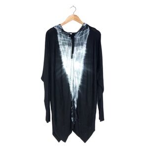 STITCHDROP Black White Tie Dye Hoodie Jacket
